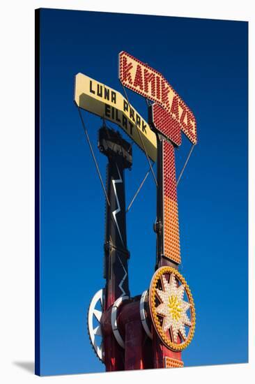 Low angle view of amusement park sign, Eilat, Negev, Red Sea, Israel-null-Stretched Canvas