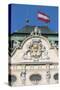 Low Angle View of an Austrian Flag on a Palace-null-Stretched Canvas