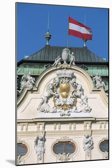 Low Angle View of an Austrian Flag on a Palace-null-Mounted Giclee Print