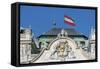 Low Angle View of an Austrian Flag on a Palace-null-Framed Stretched Canvas