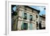 Low Angle View of an Old Building with Flower Pots on Each Window, Rue Des Arenes, Arles-null-Framed Photographic Print