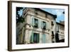 Low Angle View of an Old Building with Flower Pots on Each Window, Rue Des Arenes, Arles-null-Framed Photographic Print