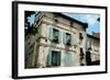 Low Angle View of an Old Building with Flower Pots on Each Window, Rue Des Arenes, Arles-null-Framed Photographic Print