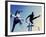 Low Angle View of Athletes Jumping over Hurdles-null-Framed Photographic Print