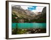 Low-Angle View of Beautiful, Remote Lake O'Hara, with Seven Veils Falls, Yoho National Park-Timothy Mulholland-Framed Photographic Print