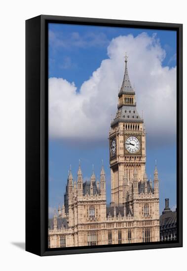 Low Angle View of Big Ben and Houses of Parliament, City of Westminster, London, England-null-Framed Stretched Canvas