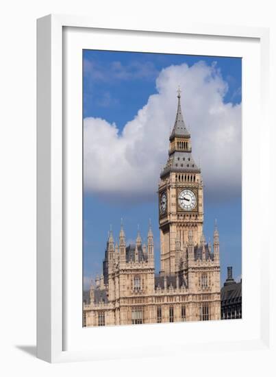 Low Angle View of Big Ben and Houses of Parliament, City of Westminster, London, England-null-Framed Photographic Print