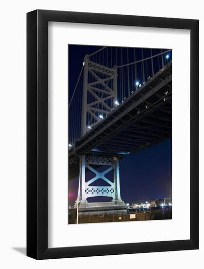 Low angle view of bridge at night, Philadelphia, Pennsylvania, USA-null-Framed Photographic Print