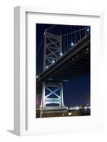 Low angle view of bridge at night, Philadelphia, Pennsylvania, USA-null-Framed Photographic Print