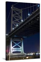 Low angle view of bridge at night, Philadelphia, Pennsylvania, USA-null-Stretched Canvas