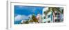 Low angle view of buildings at Ocean Drive, South Beach, Miami Beach, Miami-Dade County, Florida...-null-Framed Photographic Print