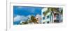 Low angle view of buildings at Ocean Drive, South Beach, Miami Beach, Miami-Dade County, Florida...-null-Framed Photographic Print