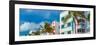 Low angle view of buildings at Ocean Drive, South Beach, Miami Beach, Miami-Dade County, Florida...-null-Framed Photographic Print