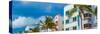 Low angle view of buildings at Ocean Drive, South Beach, Miami Beach, Miami-Dade County, Florida...-null-Stretched Canvas