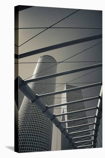 Low angle view of buildings of Azrieli Center, Israel, Tel Aviv-null-Stretched Canvas