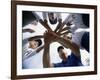 Low Angle View of Children of a Baseball Team in a Huddle-null-Framed Photographic Print