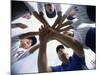 Low Angle View of Children of a Baseball Team in a Huddle-null-Mounted Photographic Print