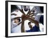 Low Angle View of Children of a Baseball Team in a Huddle-null-Framed Photographic Print