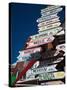 Low Angle View of Distance Signs, Avenida Juan Gorlero, Punta Del Este, Maldonado, Uruguay-null-Stretched Canvas