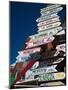 Low Angle View of Distance Signs, Avenida Juan Gorlero, Punta Del Este, Maldonado, Uruguay-null-Mounted Photographic Print