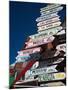 Low Angle View of Distance Signs, Avenida Juan Gorlero, Punta Del Este, Maldonado, Uruguay-null-Mounted Photographic Print