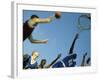 Low Angle View of Group of Young Men Playing Basketball-null-Framed Photographic Print