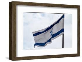 Low angle view of Israeli Flag, Jerusalem, Israel-null-Framed Photographic Print