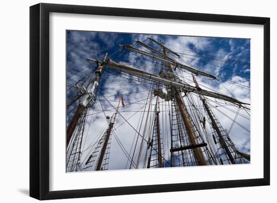 Low Angle View of Mast of Sailboat, Dana Point Harbor, Dana Point, Orange County, California, USA-null-Framed Photographic Print