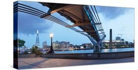 Low Angle View of Millennium Bridge, Thames River, Southwark, London, England-null-Stretched Canvas