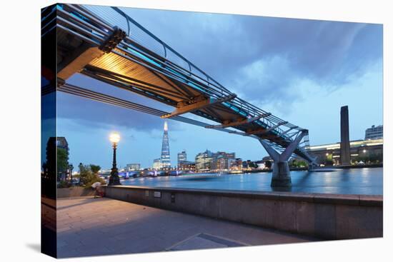 Low Angle View of Millennium Bridge, Thames River, Southwark, London, England-null-Stretched Canvas