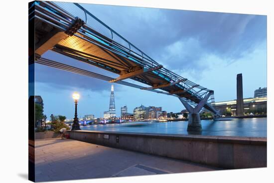 Low Angle View of Millennium Bridge, Thames River, Southwark, London, England-null-Stretched Canvas