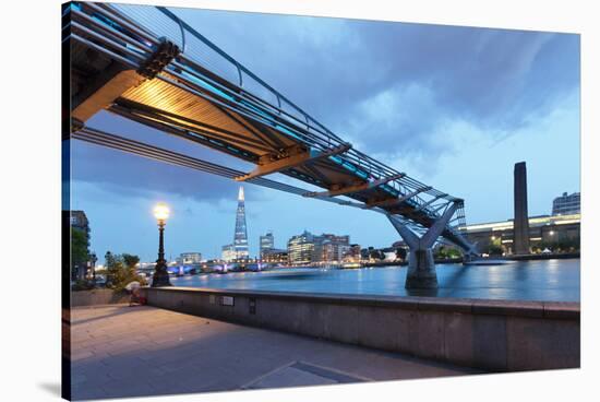 Low Angle View of Millennium Bridge, Thames River, Southwark, London, England-null-Stretched Canvas