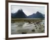 Low-Angle View of Mitre Peak, Stirling Falls, New Zealand-Timothy Mulholland-Framed Photographic Print