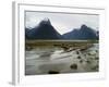 Low-Angle View of Mitre Peak, Stirling Falls, New Zealand-Timothy Mulholland-Framed Photographic Print