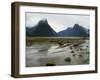 Low-Angle View of Mitre Peak, Stirling Falls, New Zealand-Timothy Mulholland-Framed Photographic Print