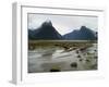 Low-Angle View of Mitre Peak, Stirling Falls, New Zealand-Timothy Mulholland-Framed Photographic Print