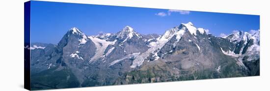 Low Angle View of Mountains, Mt Eiger, Mt Monch, Mt Jungfrau, Bernese Oberland-null-Stretched Canvas