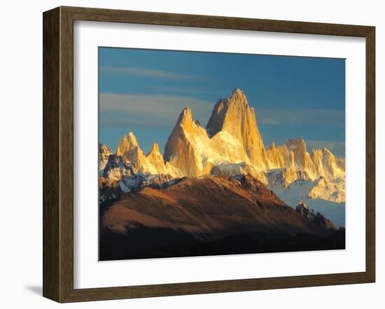 Low Angle View of Mountains, Mt Fitzroy, Argentine Glaciers National Park, Argentina-null-Framed Premium Photographic Print