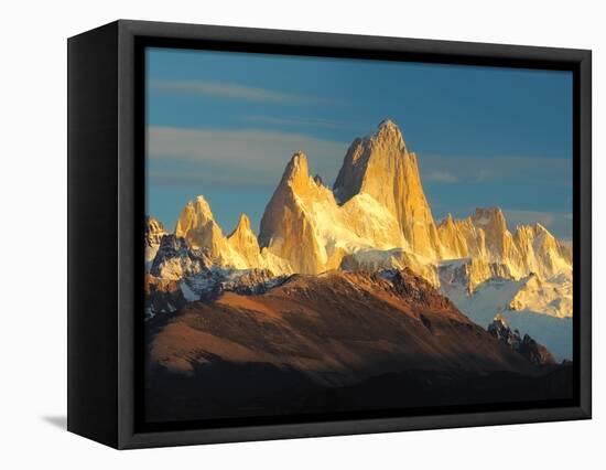 Low Angle View of Mountains, Mt Fitzroy, Argentine Glaciers National Park, Argentina-null-Framed Stretched Canvas