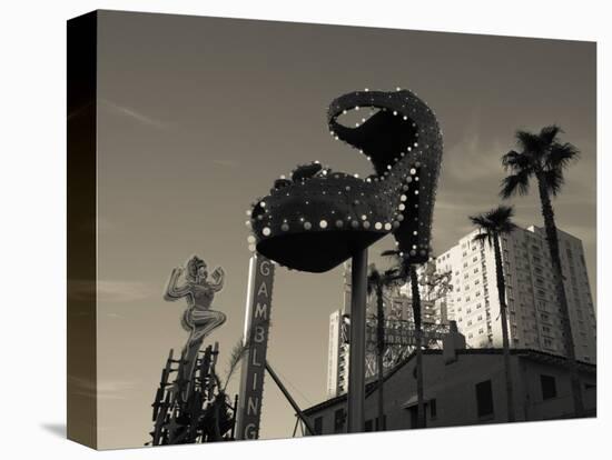 Low Angle View of Neon Signs of a Casino, Fremont Street, the Strip, Las Vegas, Nevada, USA-null-Stretched Canvas