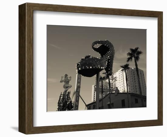 Low Angle View of Neon Signs of a Casino, Fremont Street, the Strip, Las Vegas, Nevada, USA-null-Framed Photographic Print