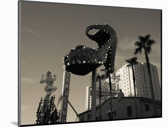 Low Angle View of Neon Signs of a Casino, Fremont Street, the Strip, Las Vegas, Nevada, USA-null-Mounted Photographic Print