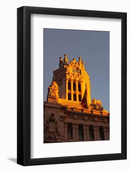 Low angle view of Post office building, Palace of Communication, Plaza De Cibeles, Madrid, Spain-null-Framed Photographic Print