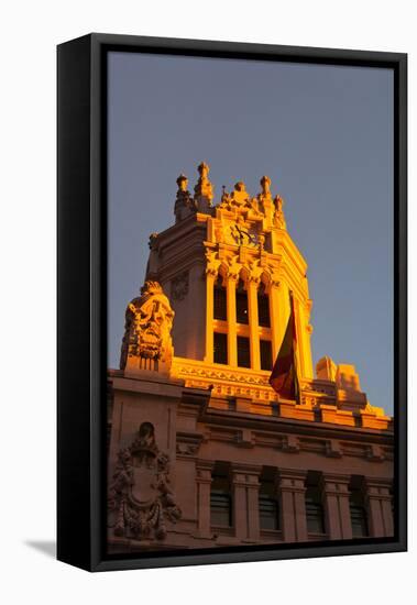 Low angle view of Post office building, Palace of Communication, Plaza De Cibeles, Madrid, Spain-null-Framed Stretched Canvas