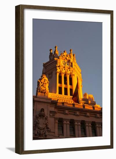 Low angle view of Post office building, Palace of Communication, Plaza De Cibeles, Madrid, Spain-null-Framed Photographic Print