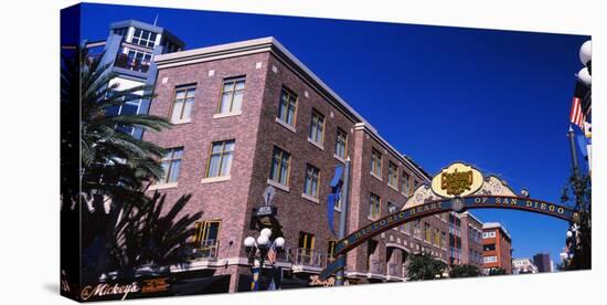 Low angle view of sign, Gaslamp Quarter, San Diego, California, USA-null-Stretched Canvas