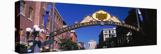 Low angle view of sign, Gaslamp Quarter, San Diego, California, USA-null-Stretched Canvas