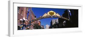 Low angle view of sign, Gaslamp Quarter, San Diego, California, USA-null-Framed Photographic Print