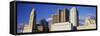 Low angle view of skyscrapers, Columbus, Ohio, USA-null-Framed Stretched Canvas