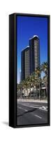 Low angle view of skyscrapers in a city, San Diego, California, USA-null-Framed Stretched Canvas